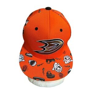 HAT ANAHEIM Ducks NHL Arena Giveaway Bright Orange All over print Baseball cap